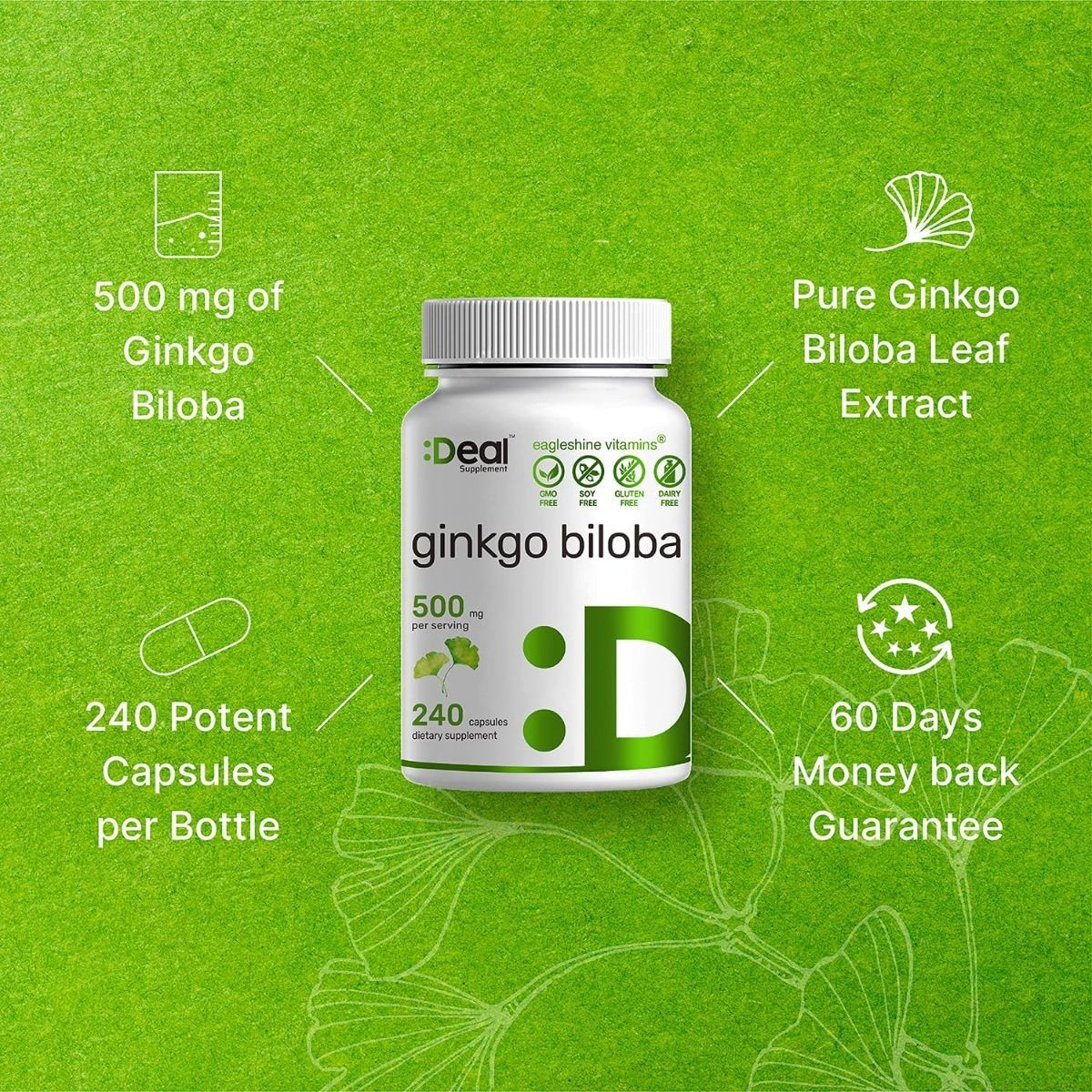 Salud y Equipamiento Médico - Ginkgo Biloba 500 Mg Extra Fuerza Cerebral Memoria 240 Cap 4