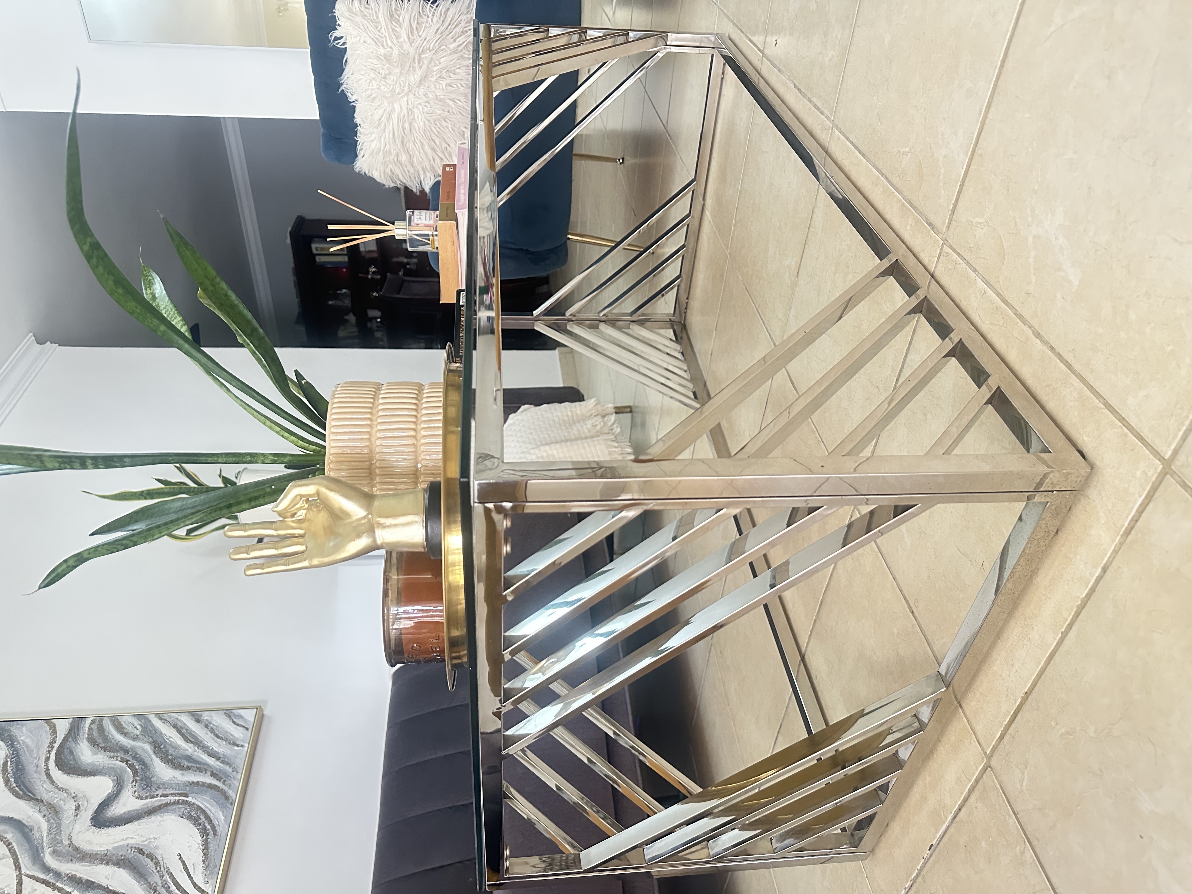 muebles y colchones - repisa y mesa con tope de cristal  3