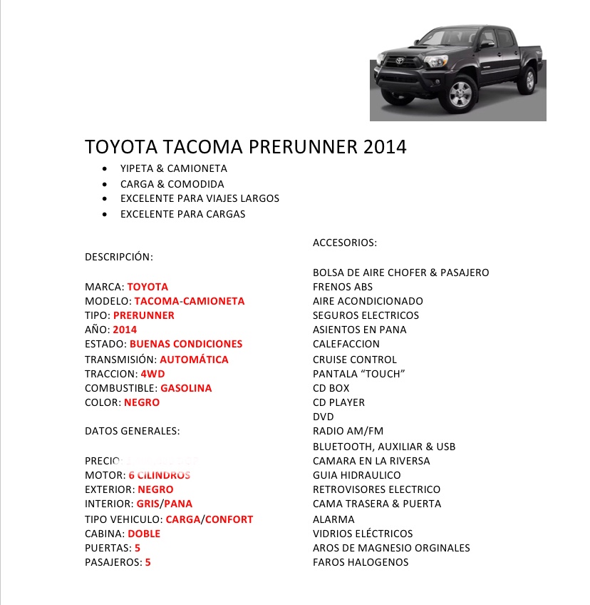 jeepetas y camionetas - Toyota Tacoma 2014 Prerunner 9