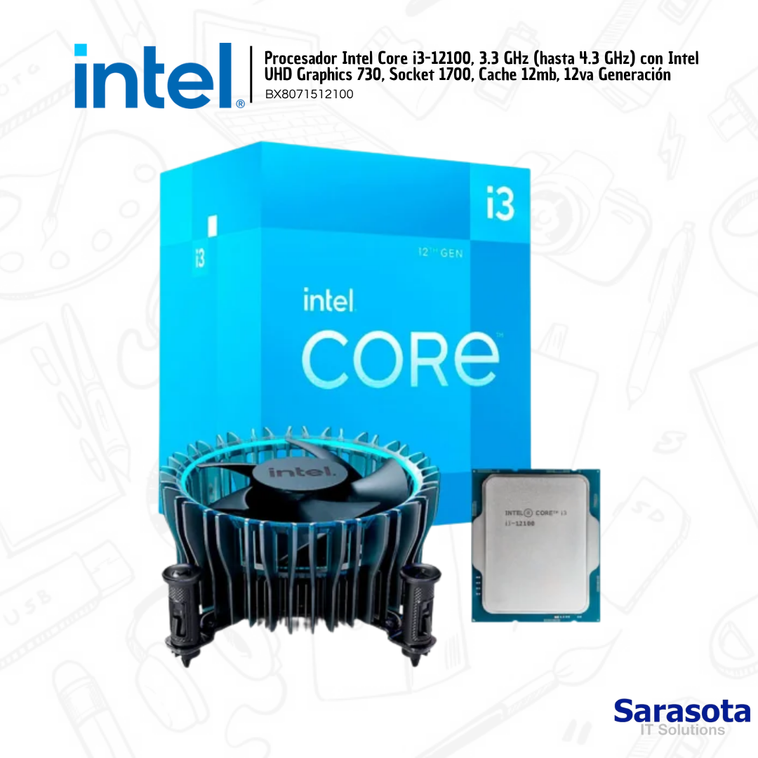 accesorios para electronica - Intel Core i3-12100, 3.3 GHz (hasta 4.3 GHz)