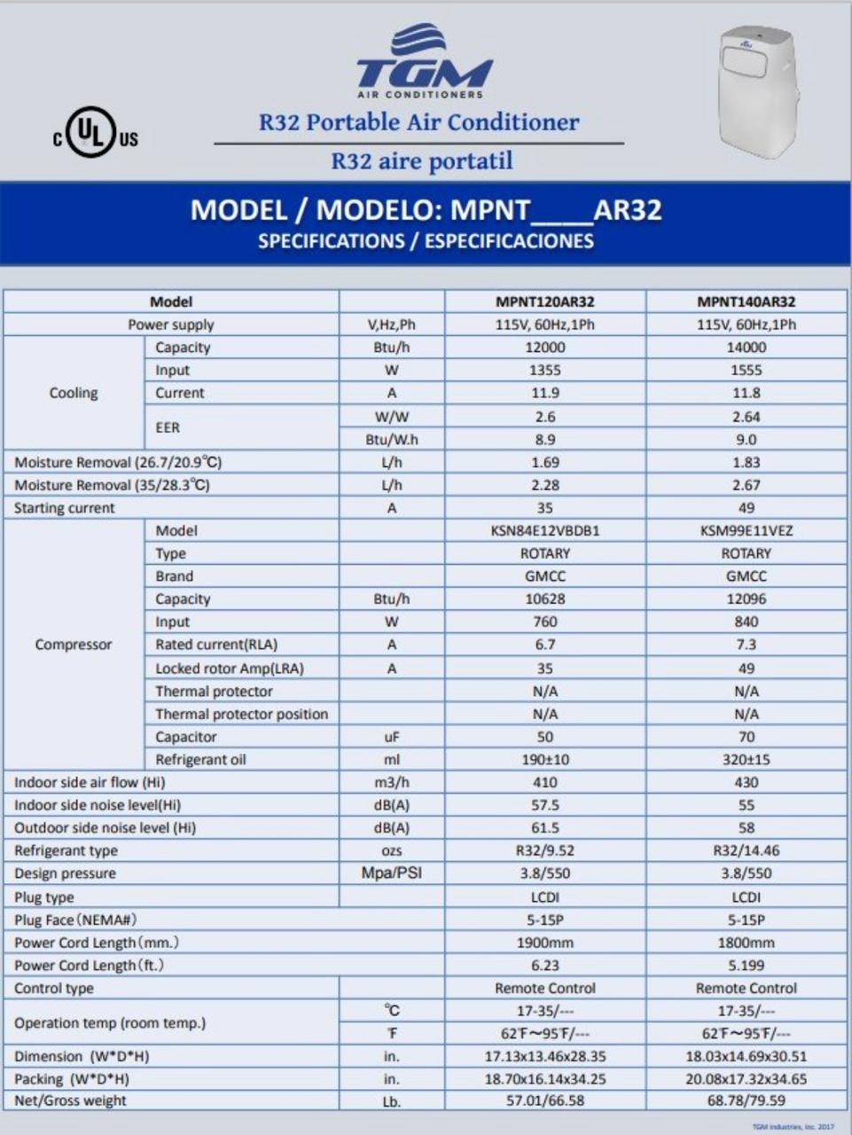 aires acondicionados y abanicos - TGM Aire Acondicionado Portatil 12,000BTU 2