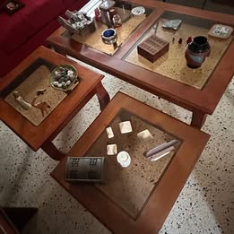 decoración y accesorios - Juego de mesas (3) de centro de madera y cristal 0