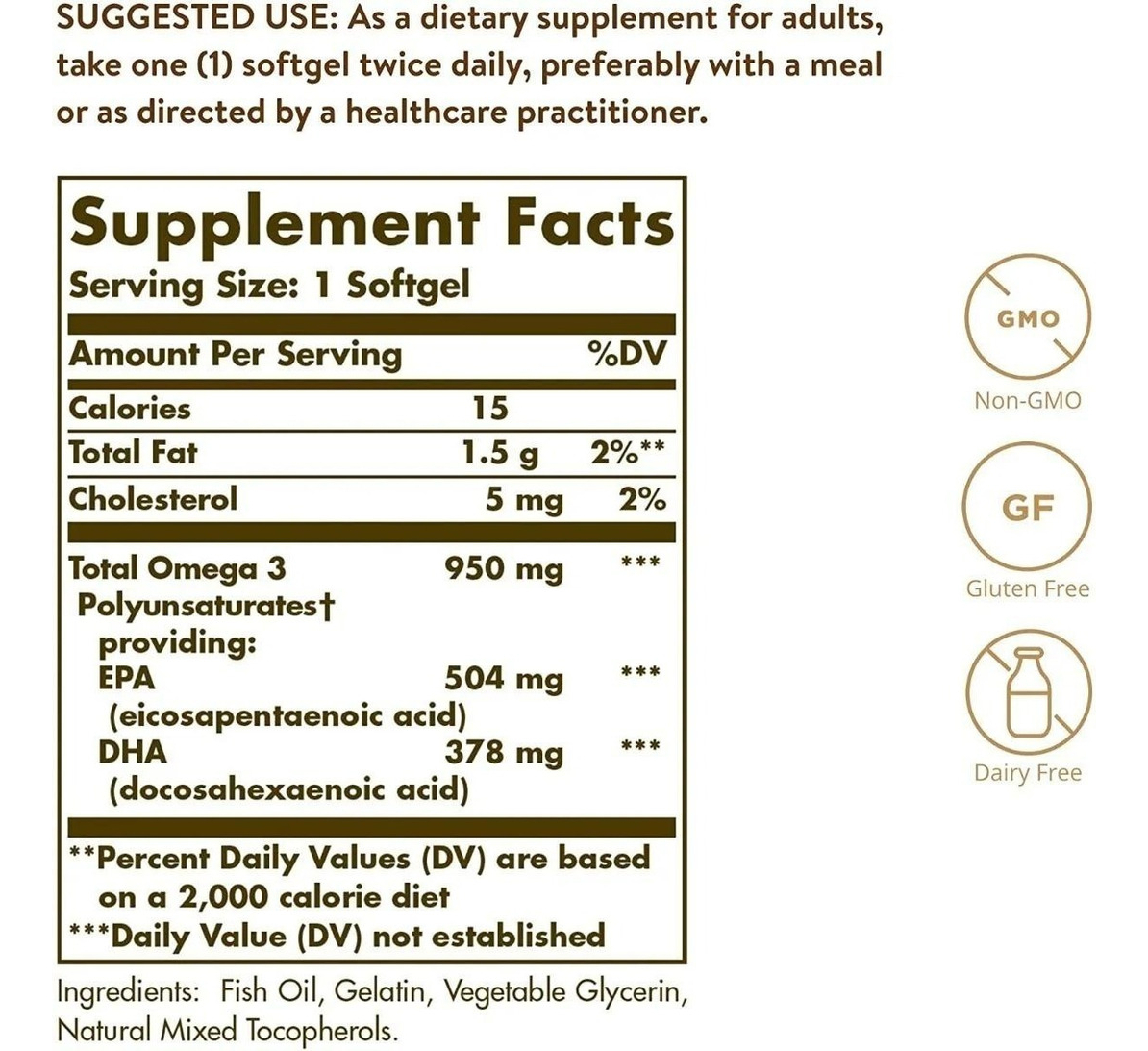 Salud y Equipamiento Médico - Omega 3 950 Mg Solgar 100 Caps - U - Unidad A $2959 2