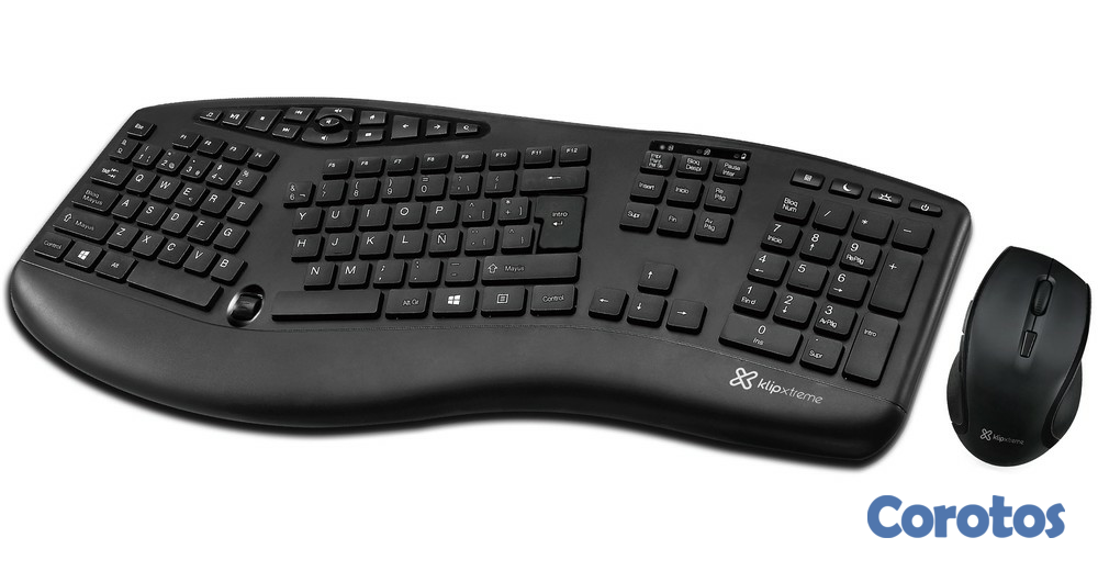 computadoras y laptops - TECLADO MOUSE KLIPX, INALAMBRICO, ERGONOMICO, MULTIMEDIA, BLACK, ESPAÑOL 1