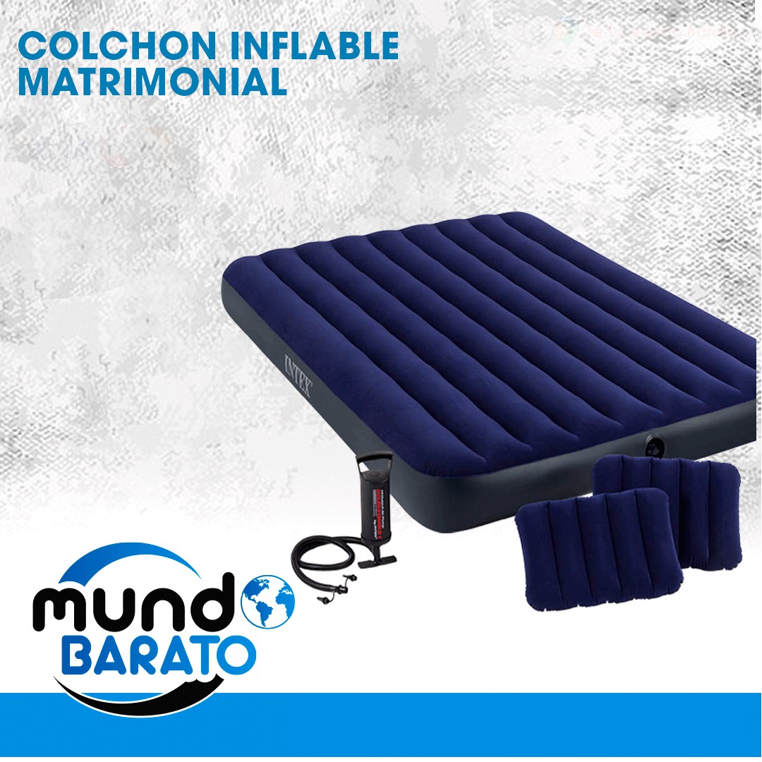 muebles y colchones - COLCHON INFLABLE INTEX + BOMBA INFLADOR. CAMA DE AIRE PORTATIL VIAJEROS 1