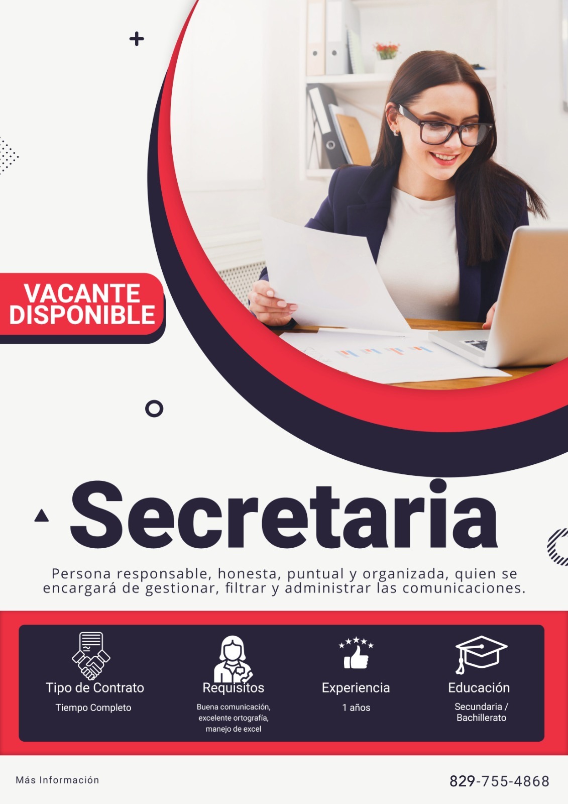 empleos disponibles - Busco Secretaria para Santigo