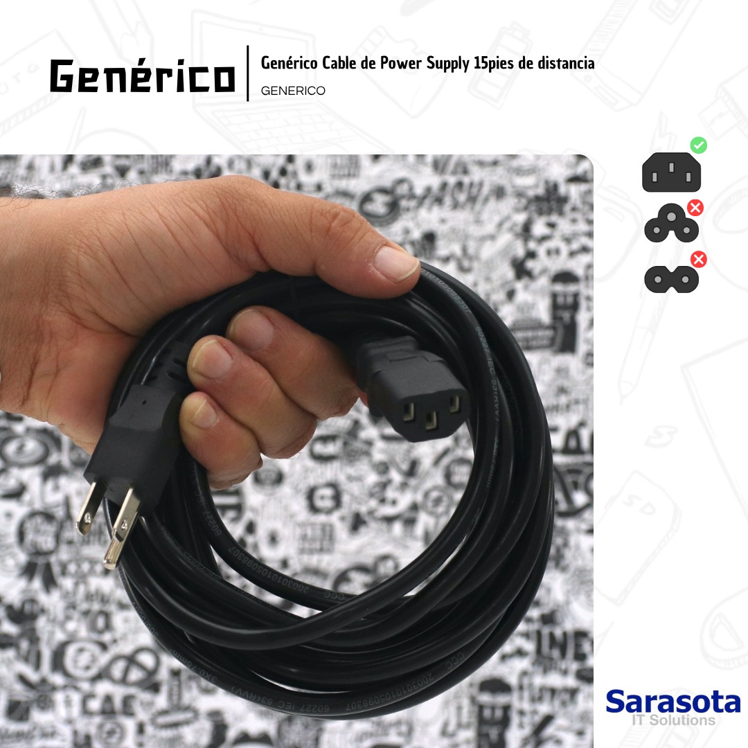 accesorios para electronica - Cable de poder de 15 pies Somos Sarasota 1