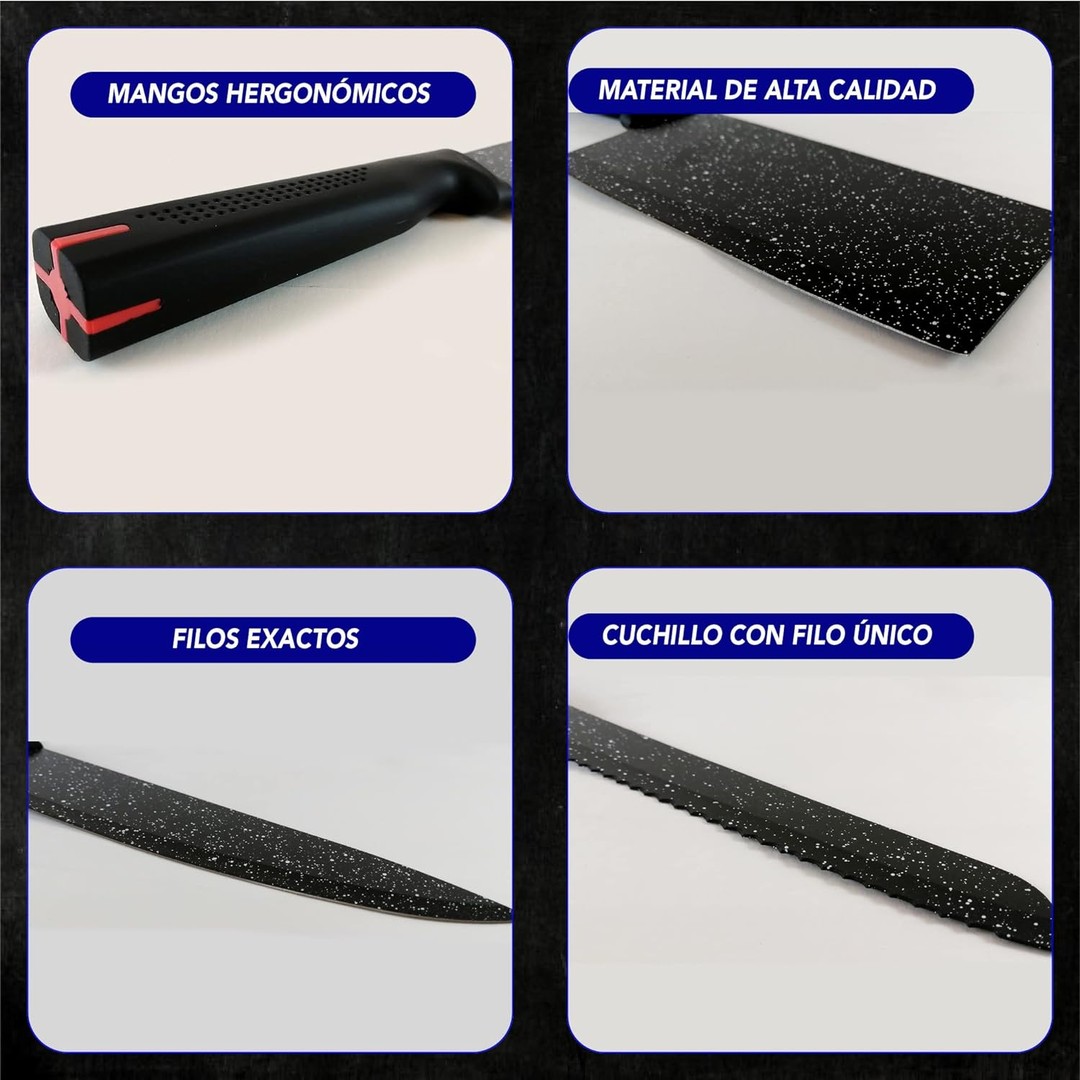 cocina - Juego de cuchillos de chef 8 pzs cuchillos de cerámica con base 5 cuchillos  6