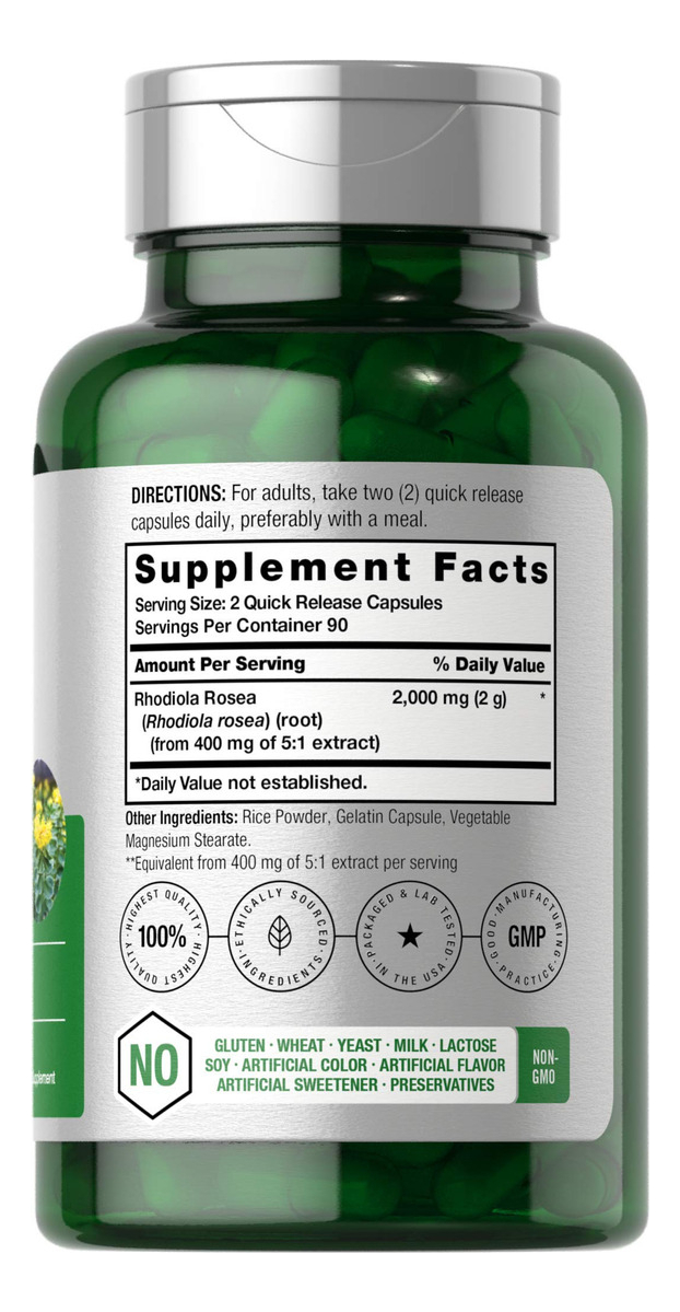 Salud y Equipamiento Médico - Raiz Rhodiola Rose 2000 Mg 180cap Horbaach 1