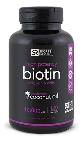 Salud y Equipamiento Médico - Biotin 10000mcg Con Aceite Coco Gluten Free Tratamiento X120 2