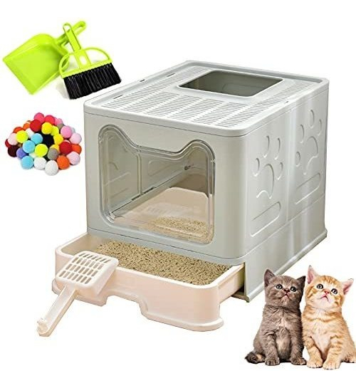 Salud y Equipamiento Médico - Caja De Arena Plegable Grande Para Gatos Con Cajon