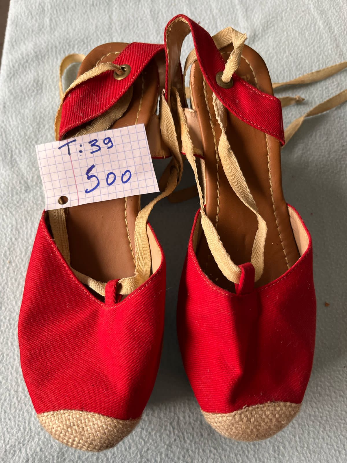 zapatos para mujer - Espadrilles rojos con tacon 3