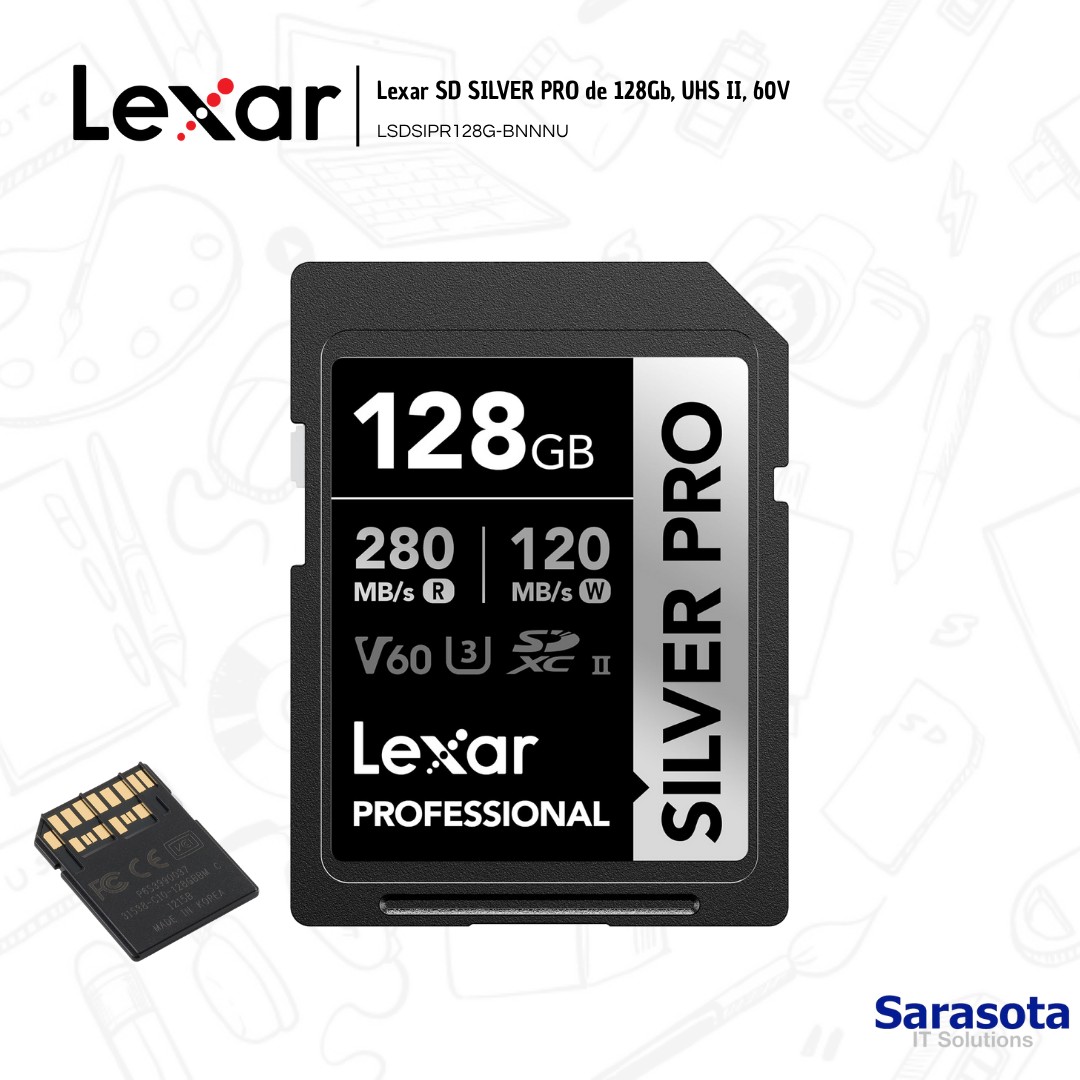 accesorios para electronica - Lexar Silver Pro Memoria SD V60 UHSII de 128Gb 1