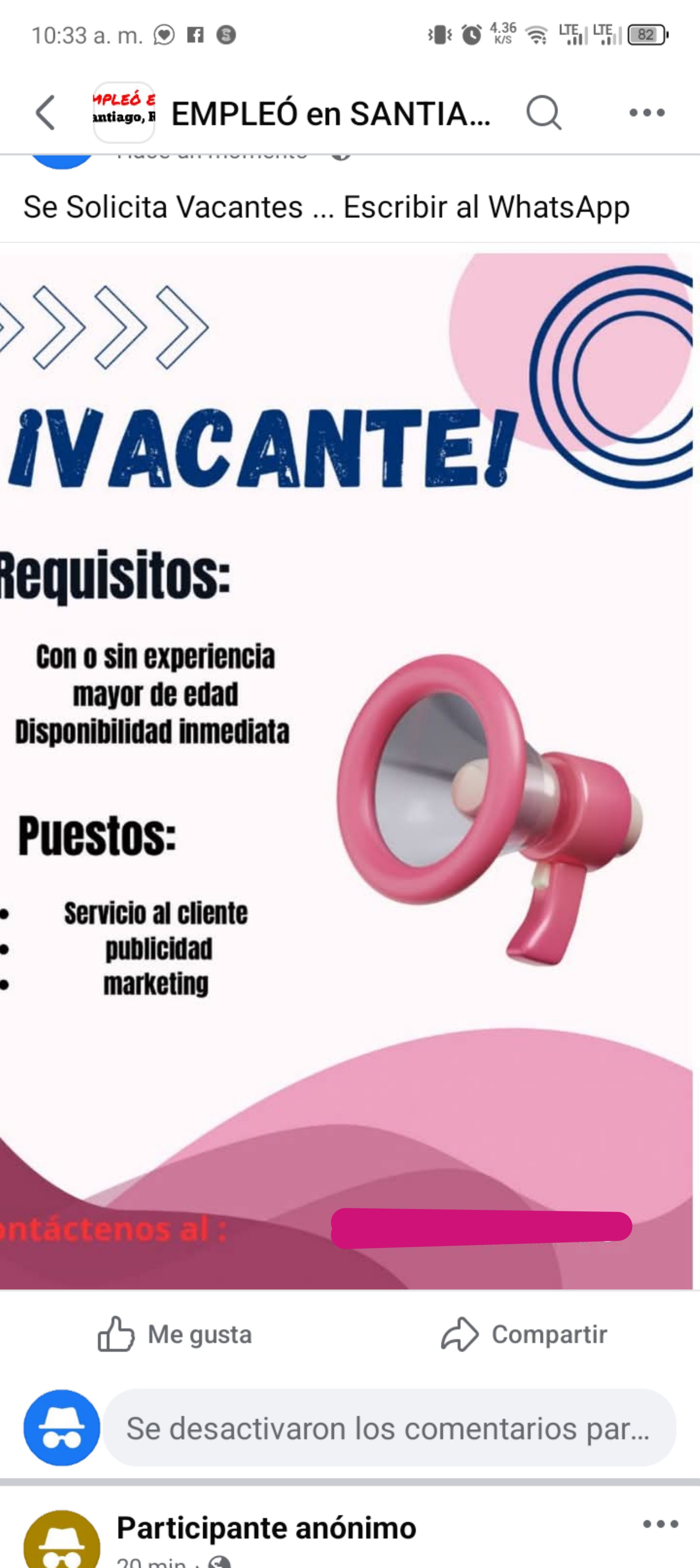 empleos disponibles - Interesados escribir al WhatsApp  0