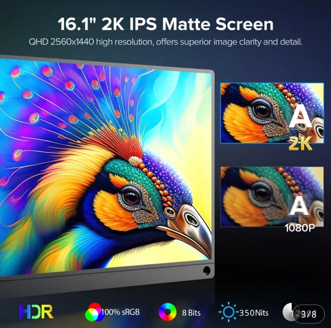 computadoras y laptops - UPERFECT 144Hz 2K Monitor Portátil 16" 2560*1600 QHD Freesync Pantalla 1