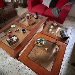 decoración y accesorios - Juego de mesas (3) de centro de madera y cristal 2