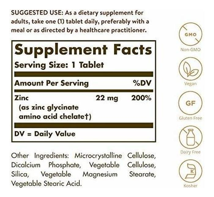Salud y Equipamiento Médico - Zinc Quelado Solgar, 250 Tabletas - Zinc Para Una Piel Sana 1