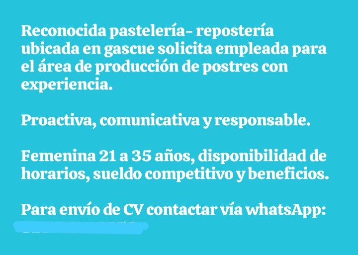 empleos disponibles - Ayudante para el área de producción de postres  0