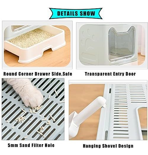 Salud y Equipamiento Médico - Caja De Arena Plegable Grande Para Gatos Con Cajon 1