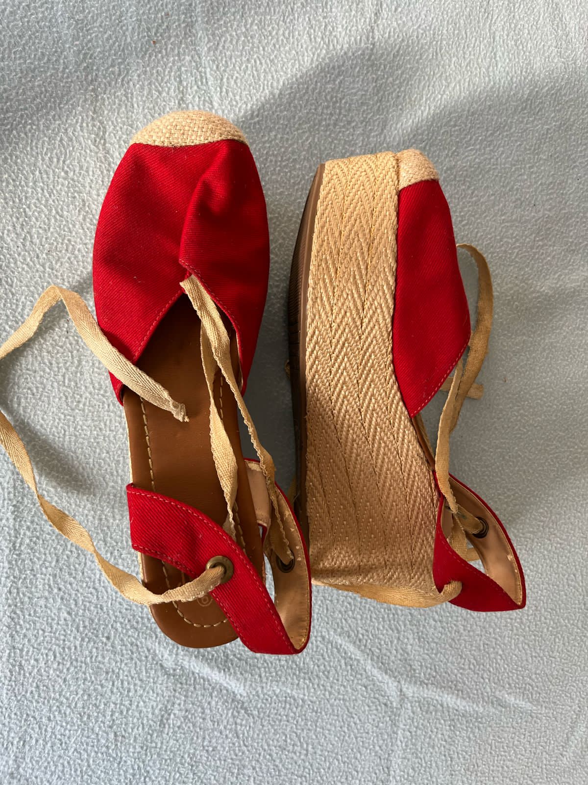 zapatos para mujer - Espadrilles rojos con tacon 1
