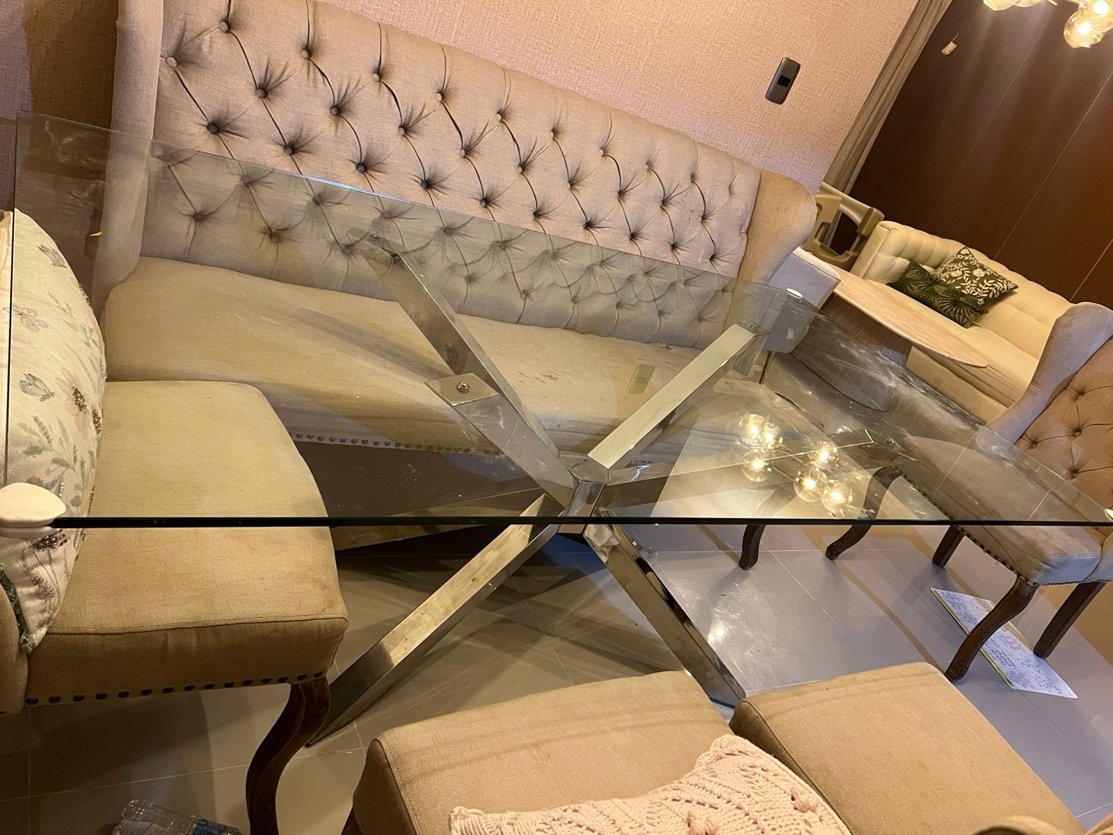 muebles y colchones - Comedor de cristal templado 