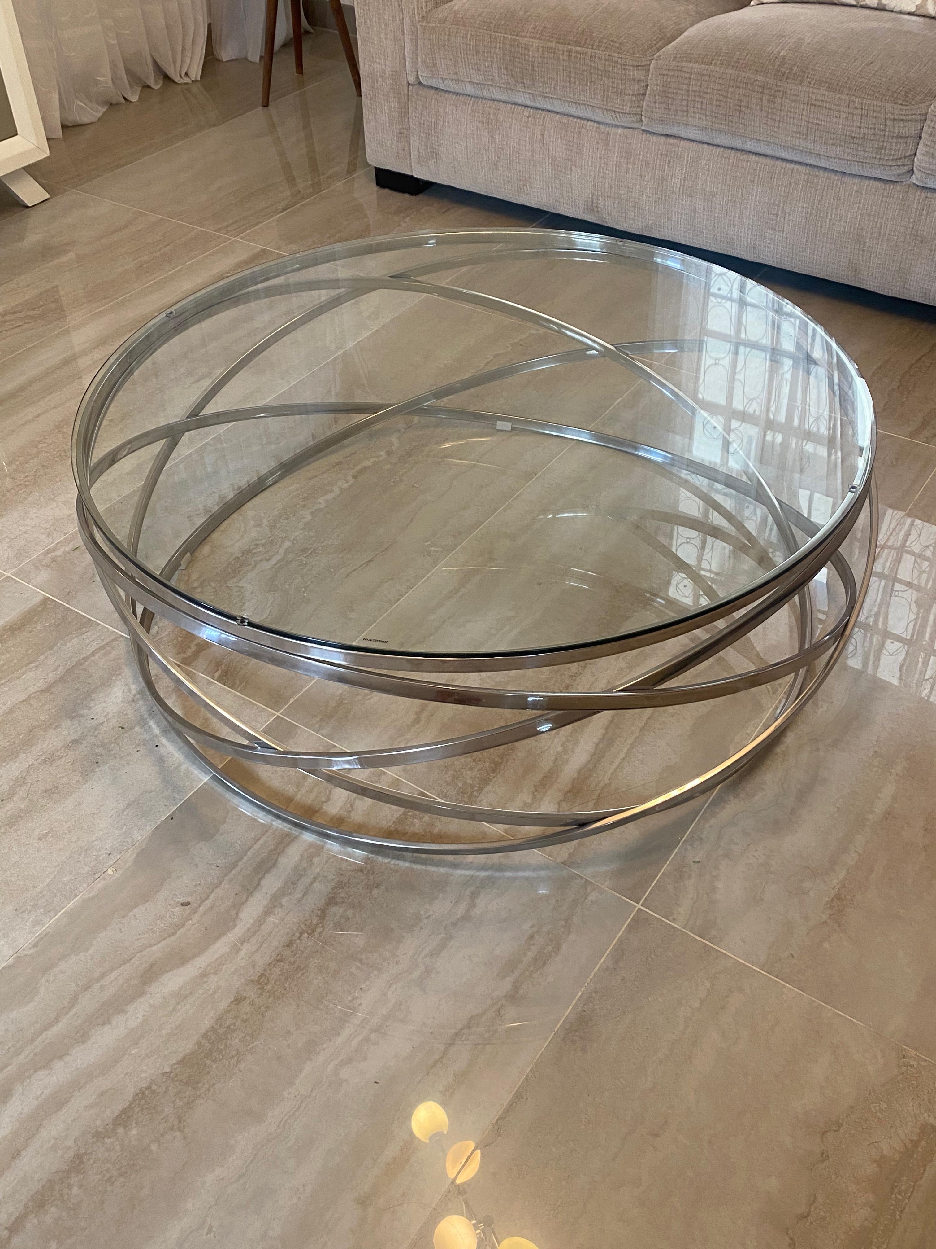 decoración y accesorios - Mesa de centro moderna con tope de cristal 0