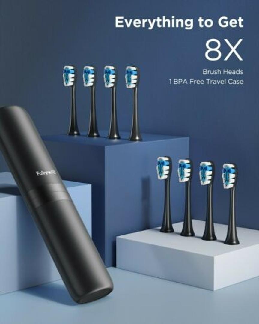 salud y belleza - Cepillo de dientes eléctrico ultrasónico P11 con 8 cabezales y estuche viaje 1
