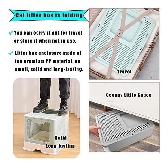 Salud y Equipamiento Médico - Caja De Arena Plegable Grande Para Gatos Con Cajon 3