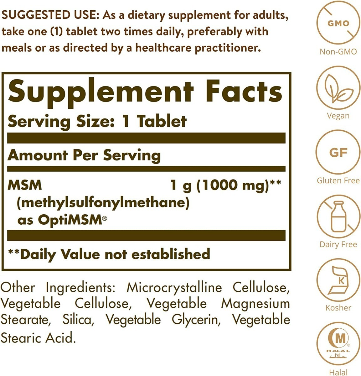 Salud y Equipamiento Médico - Solgar Msm 1000mg 120 Tabletas 1