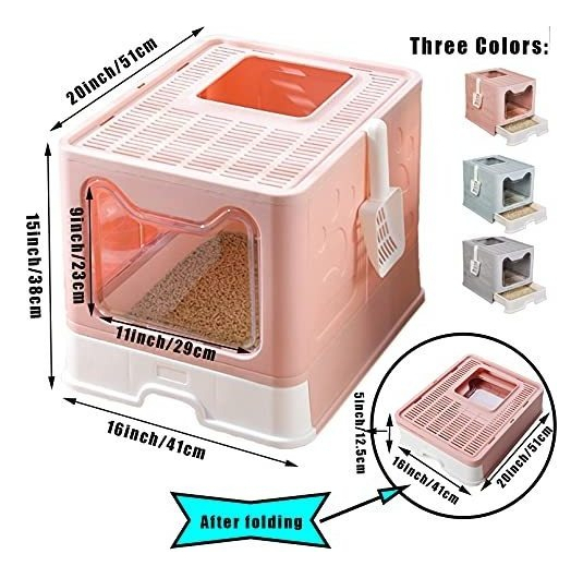 Salud y Equipamiento Médico - Caja De Arena Plegable Grande Para Gatos Con Cajon 4