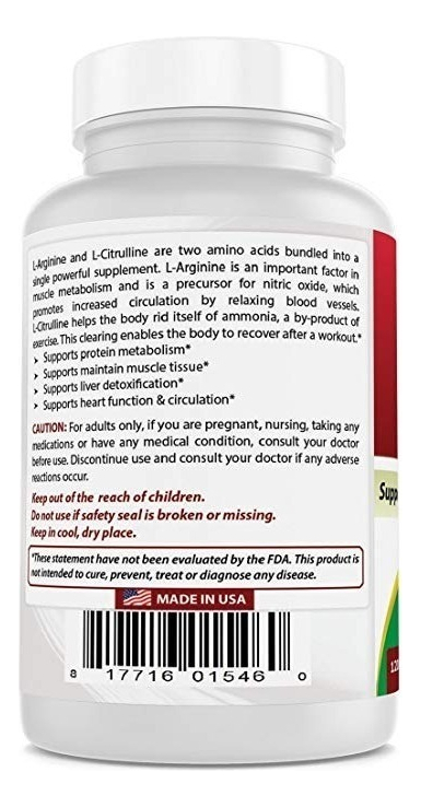 Salud y Equipamiento Médico - Best Naturals Complejo L Arginina L Citrulina 1000g 120 Tabs 4