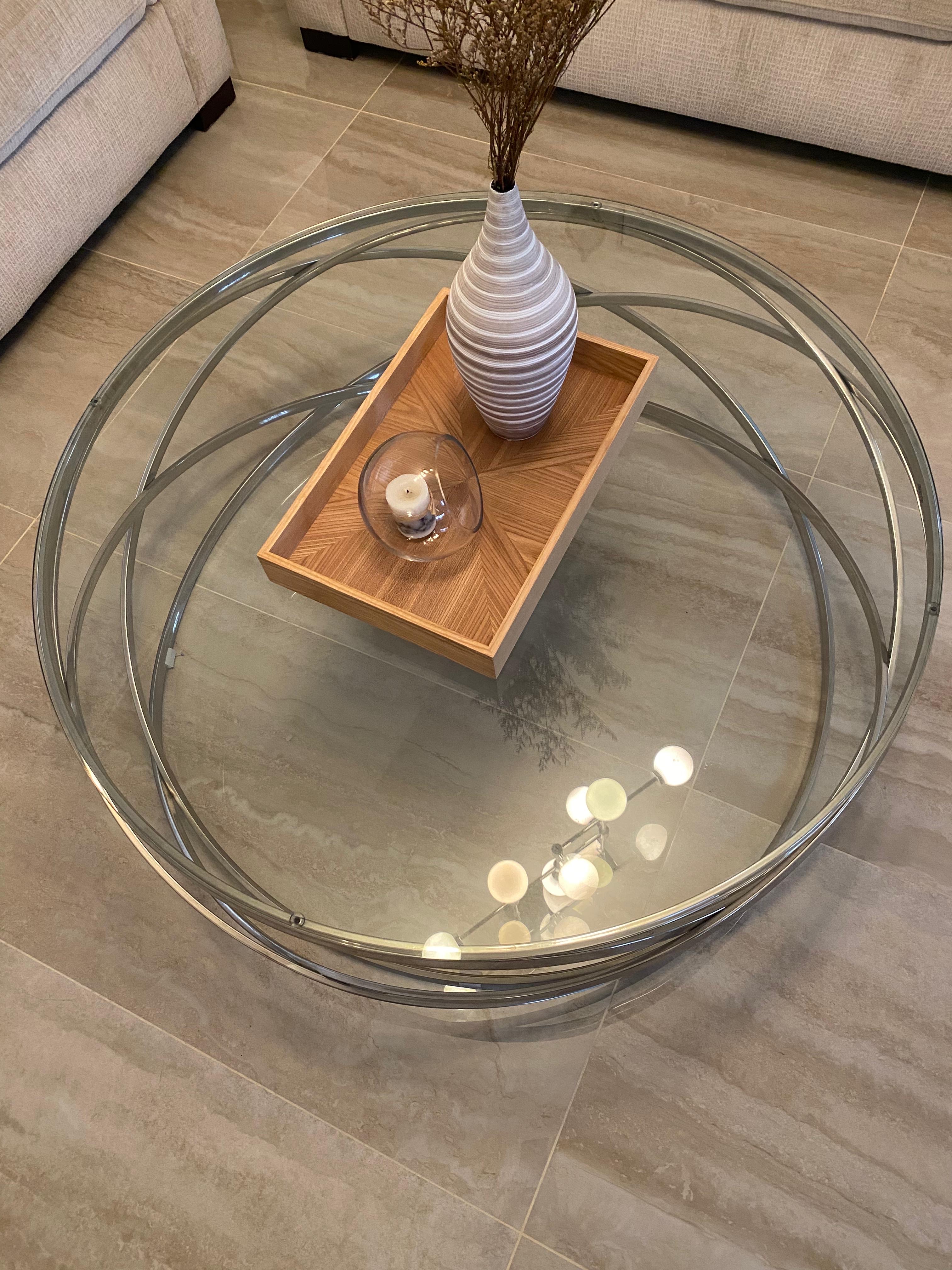 decoración y accesorios - Mesa de centro moderna con tope de cristal 2