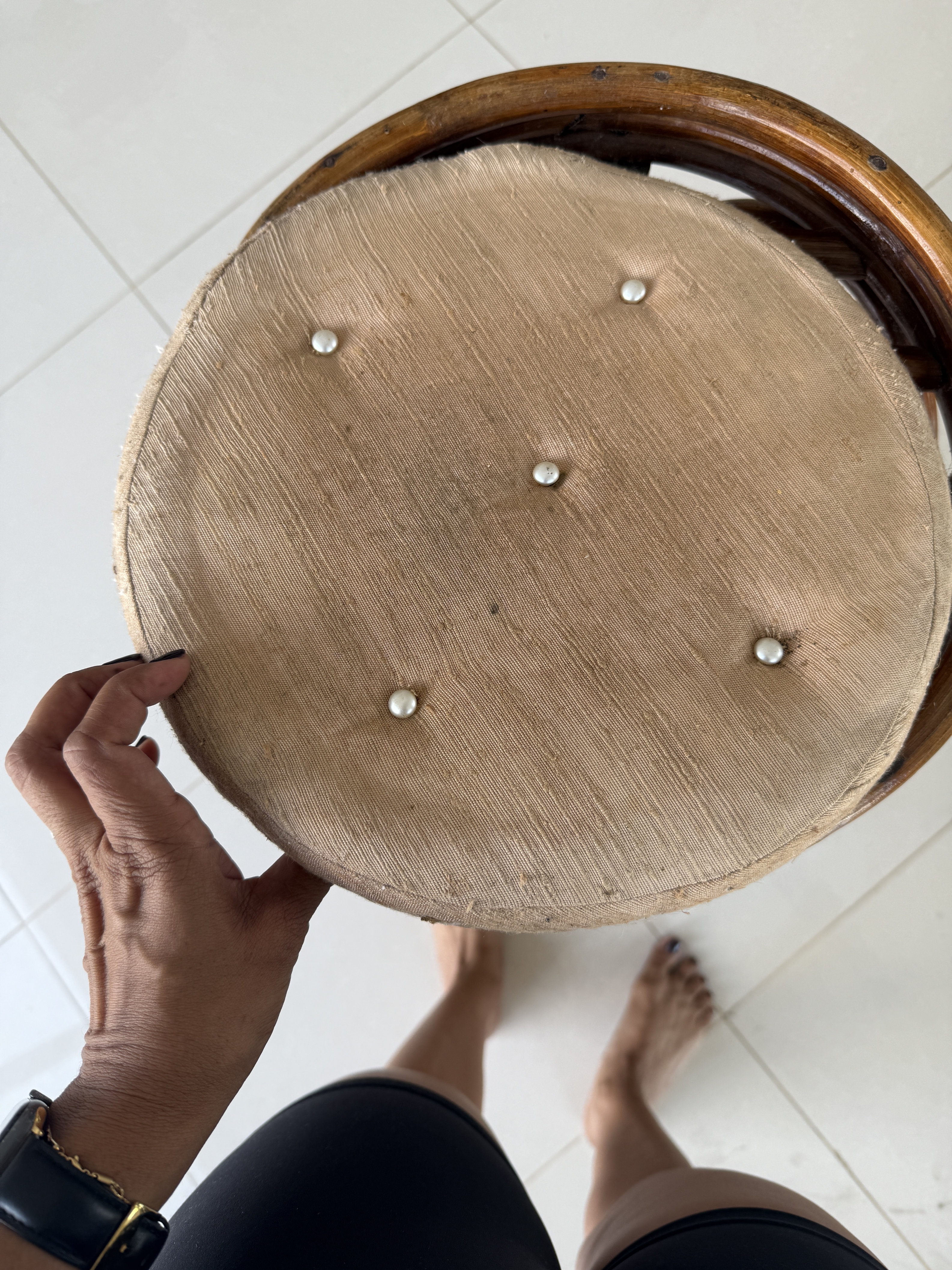 decoración y accesorios - Taburete Vintage de Ratán - A la Venta 2