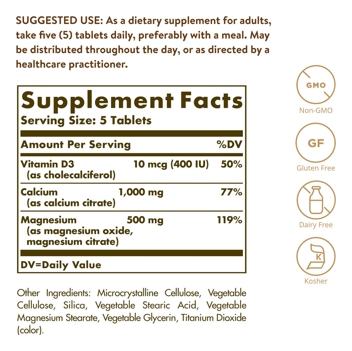 Salud y Equipamiento Médico - Solgar Calcium Magnesium With Vitamin D3, 300 Tablets - Prom 1