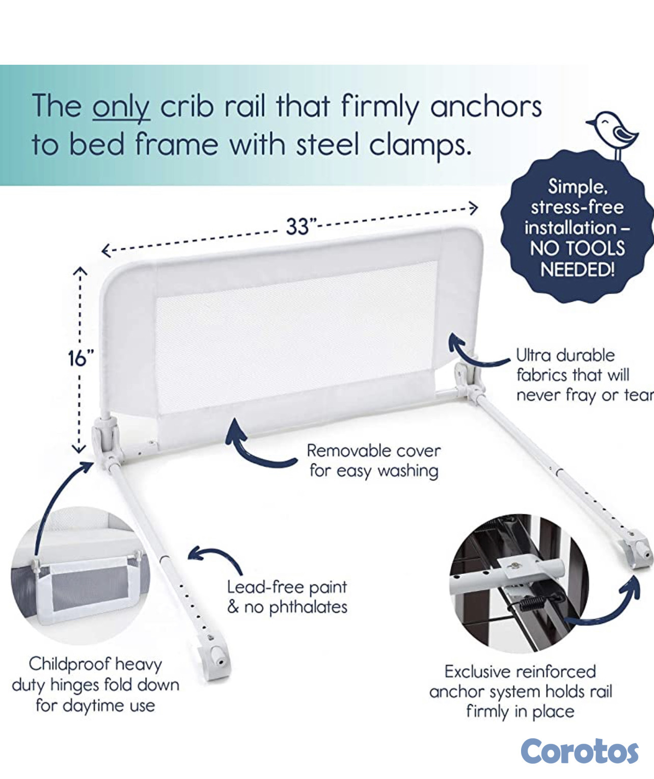 juguetes - Baranda de cama para niños medidas 33 x 16 “ Nueva en su caja .  3