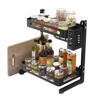 cocina - Especiero de 2 niveles de acero inoxidable en color negro 0