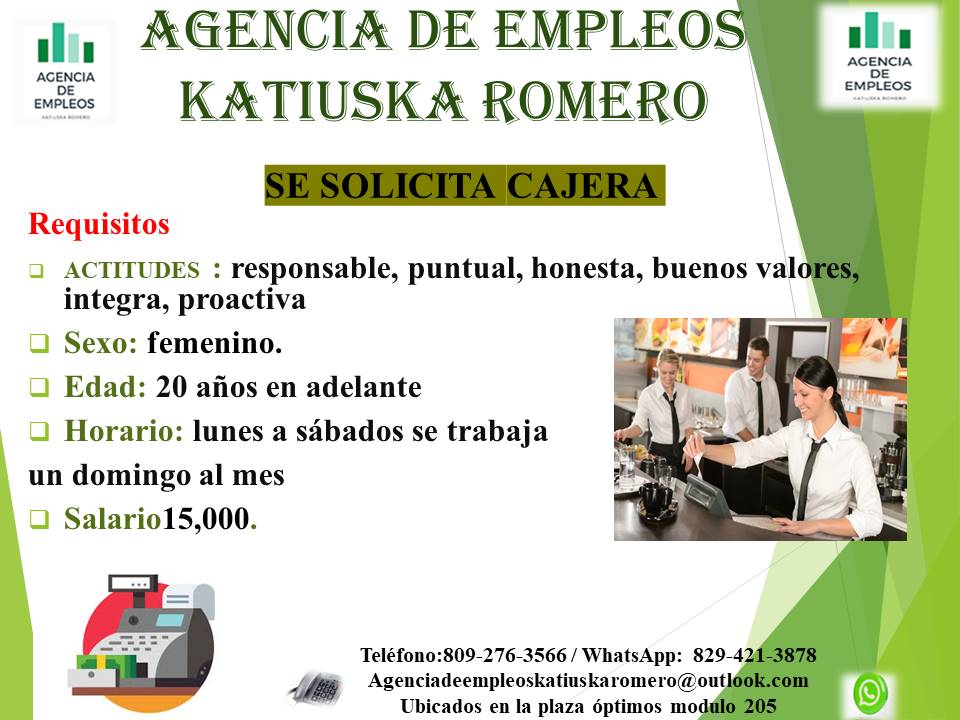 empleos disponibles - CAJERA  0