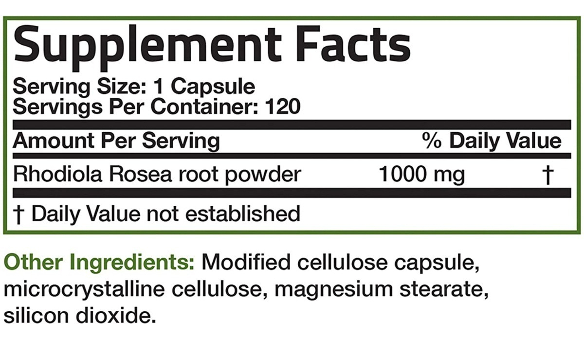 Salud y Equipamiento Médico - Rhodiola Rosea 1000 Mg Hierba Adaptogenica 120 Cap 2