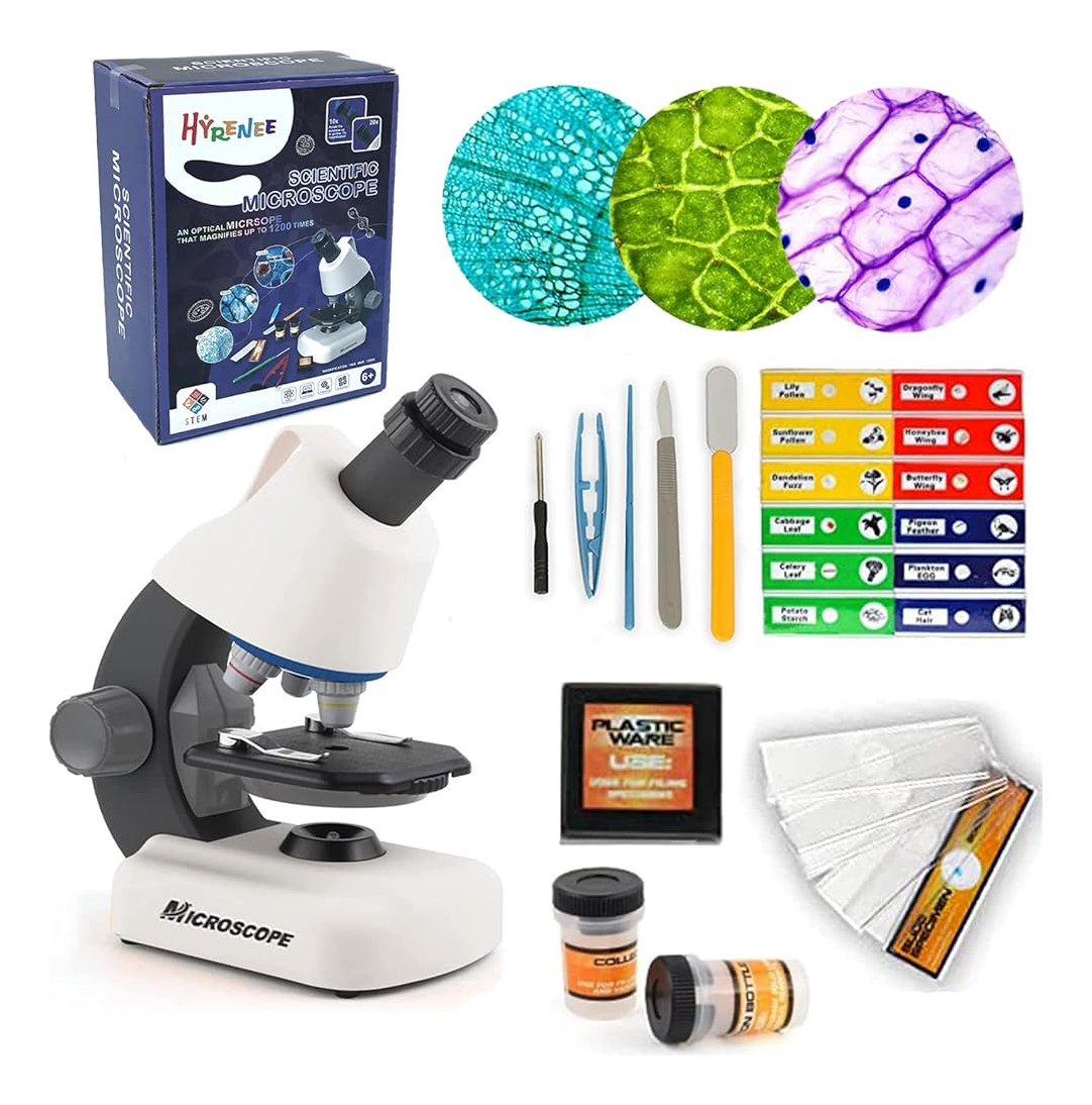 Salud y Equipamiento Médico - Microscopio Hyrenee Para Niños - Hasta 40-1200x Zoom, Kit St