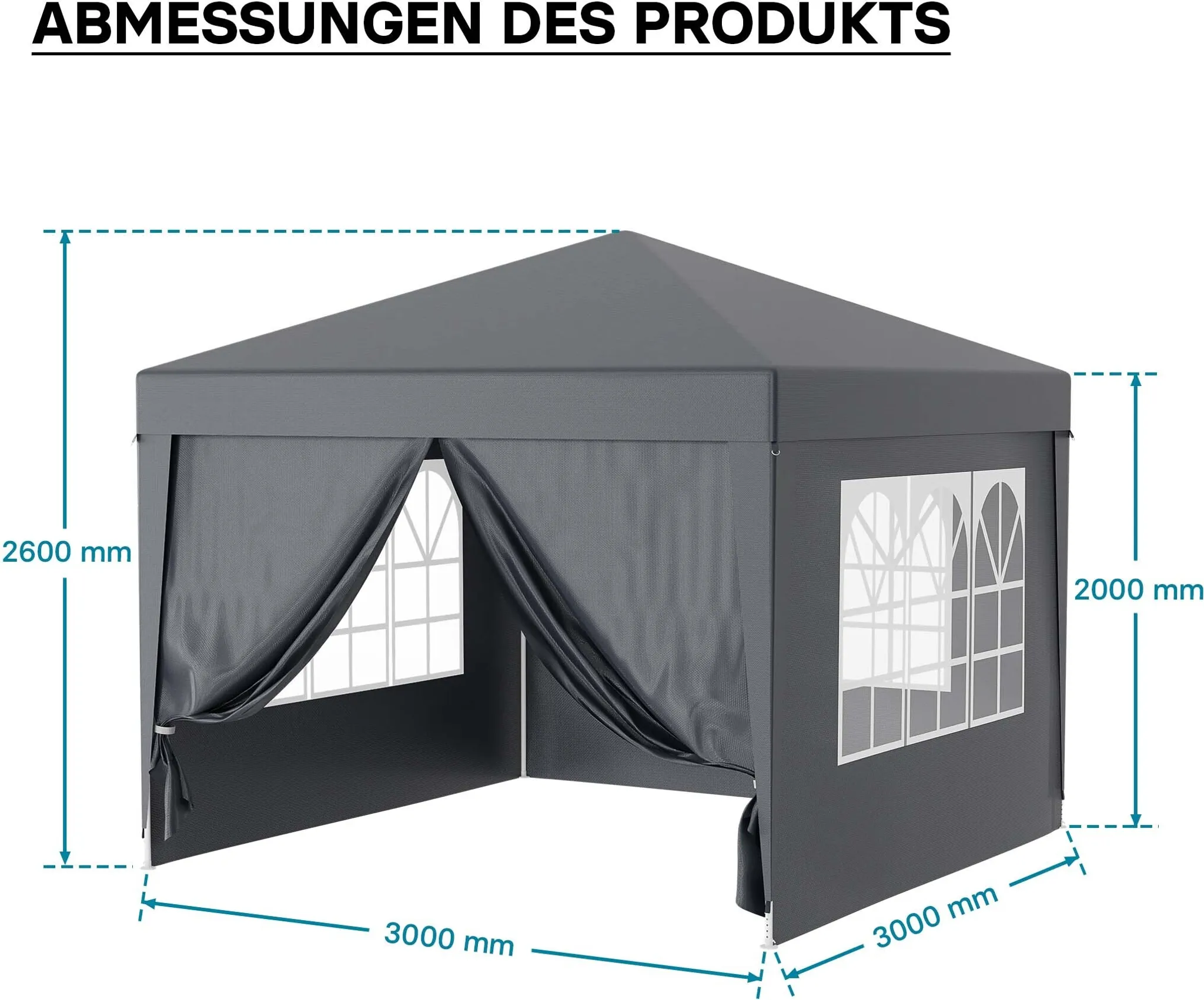 herramientas, jardines y exterior - Pabellón de 3 x 3 m en color gris con protección  0