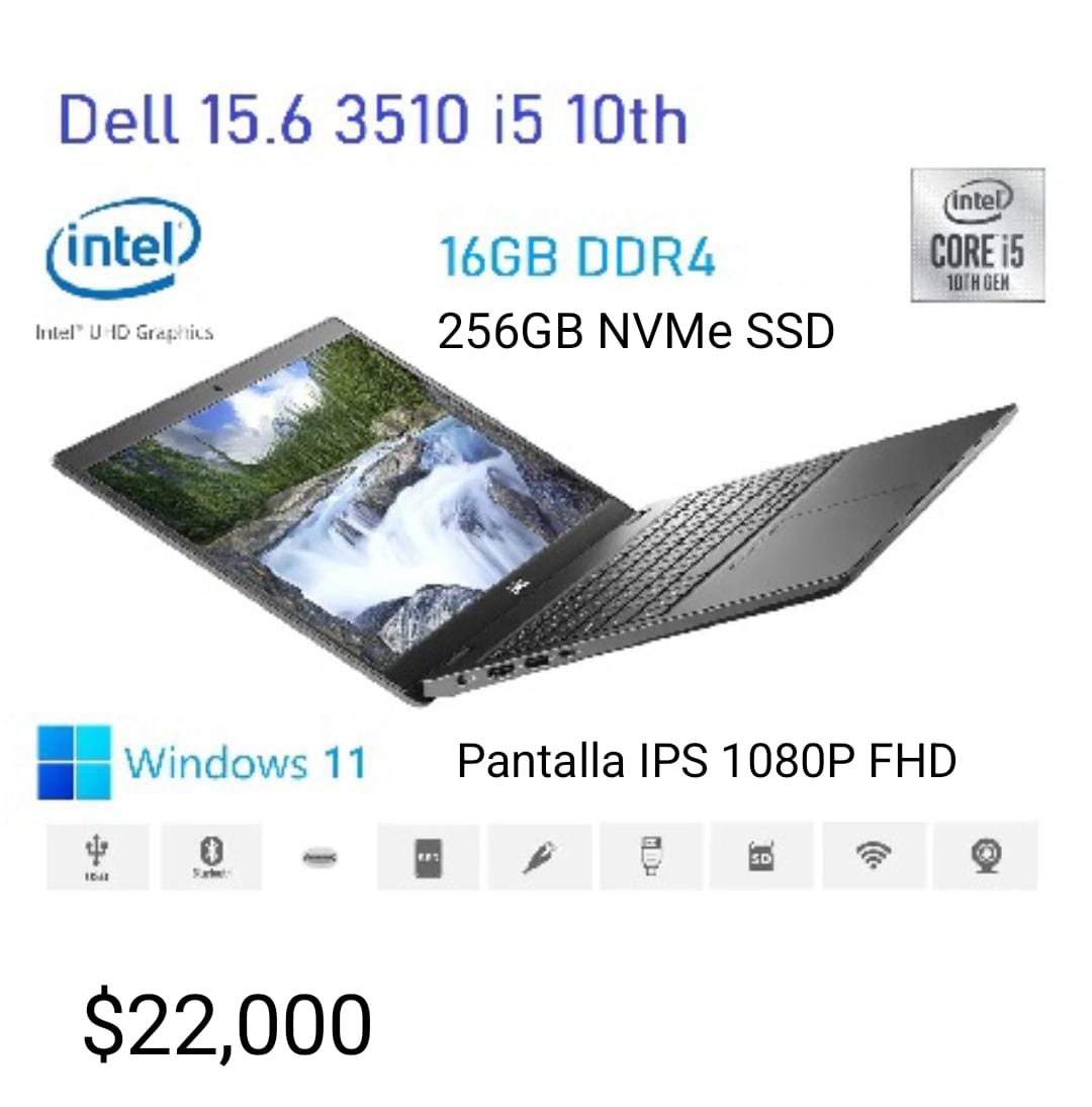 computadoras y laptops - DELL LATITUDE 3510 15.6 PG i5 10MA 256GB SSD 16GB  0