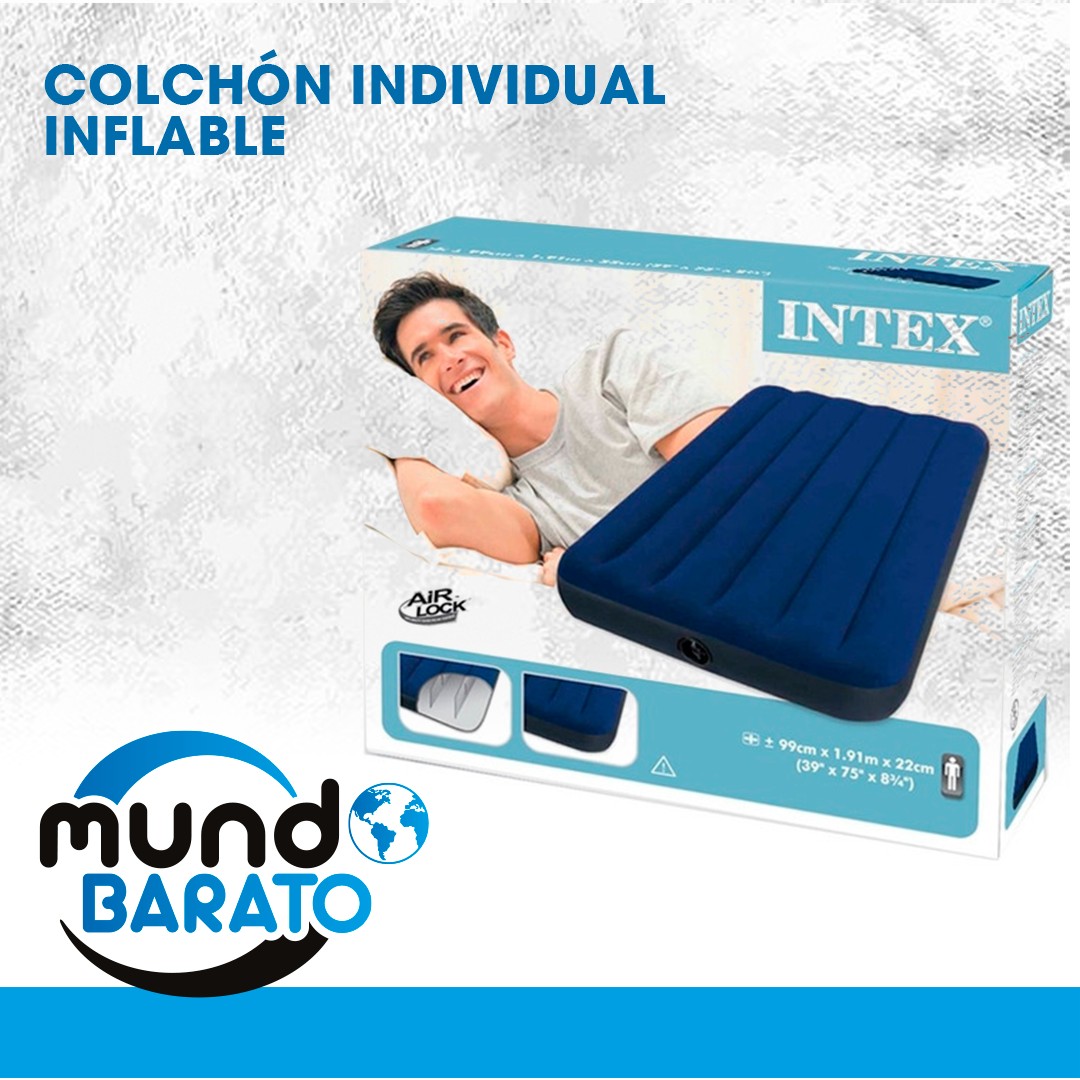 muebles y colchones - COLCHON INFLABLE INTEX INDIVIDUAL 1 PLAZA CAMA DE AIRE PORTATIL VIAJEROS 1