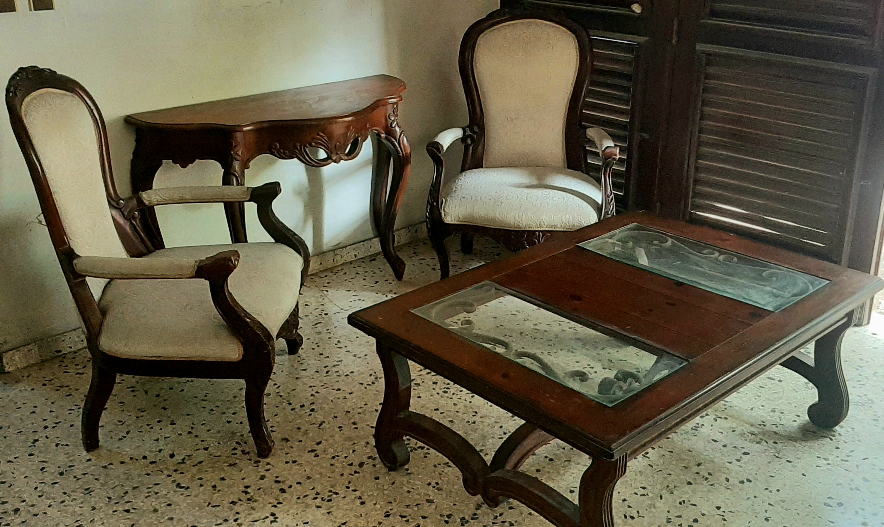 muebles y colchones - Juego de Sala de Estar en Caoba 3