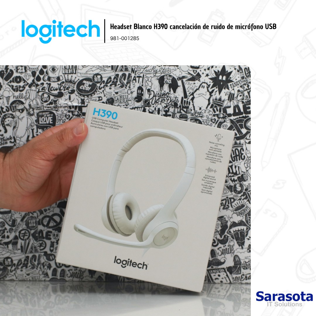 camaras y audio - Logitech Headset Blanco H390 cancelación de ruido 