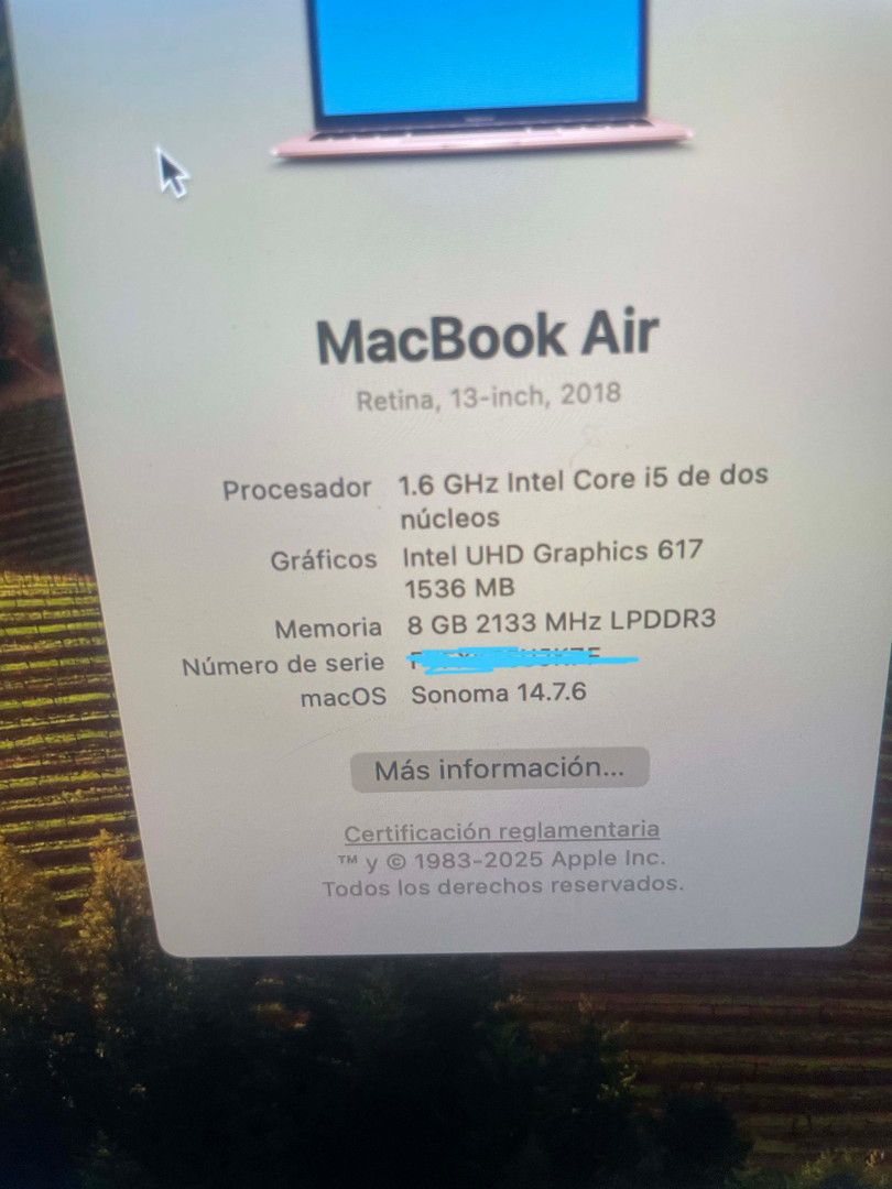 computadoras y laptops - Macbook air 13 2018 i5 1.6ghz, 8gb ram, 128ssd 4