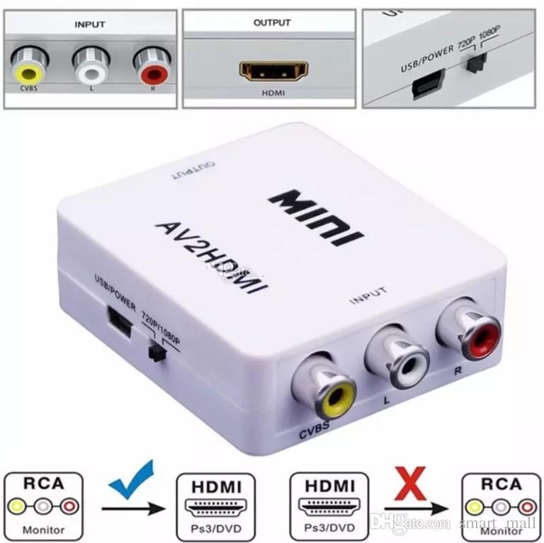 otros electronicos - Adaptador convertidor de AV (RCA) a HDMI 1