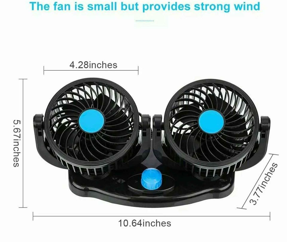 accesorios para electronica - Ventilador doble para Carro Vehiculo 2 velocidades 12 voltios abanico 3