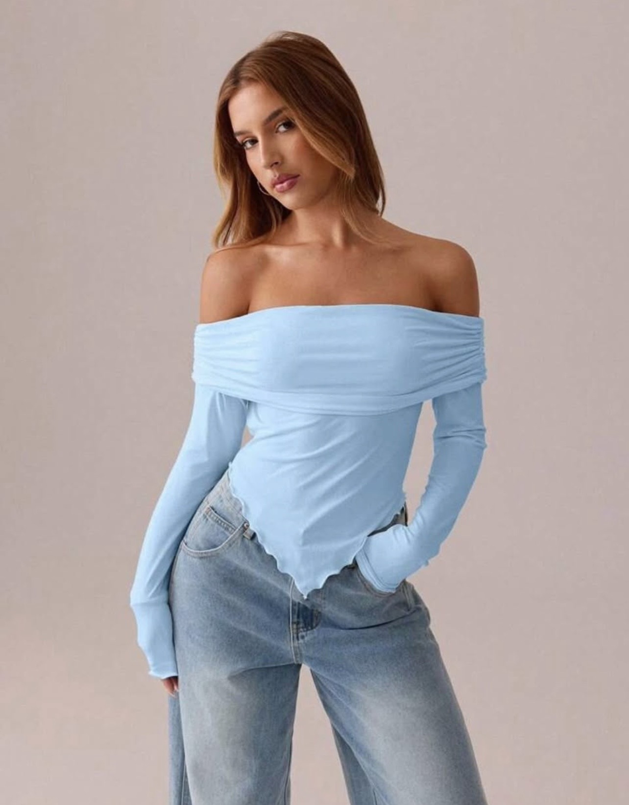 ropa para mujer - Blusa azul off-shoulder talla M – NUEVA 0