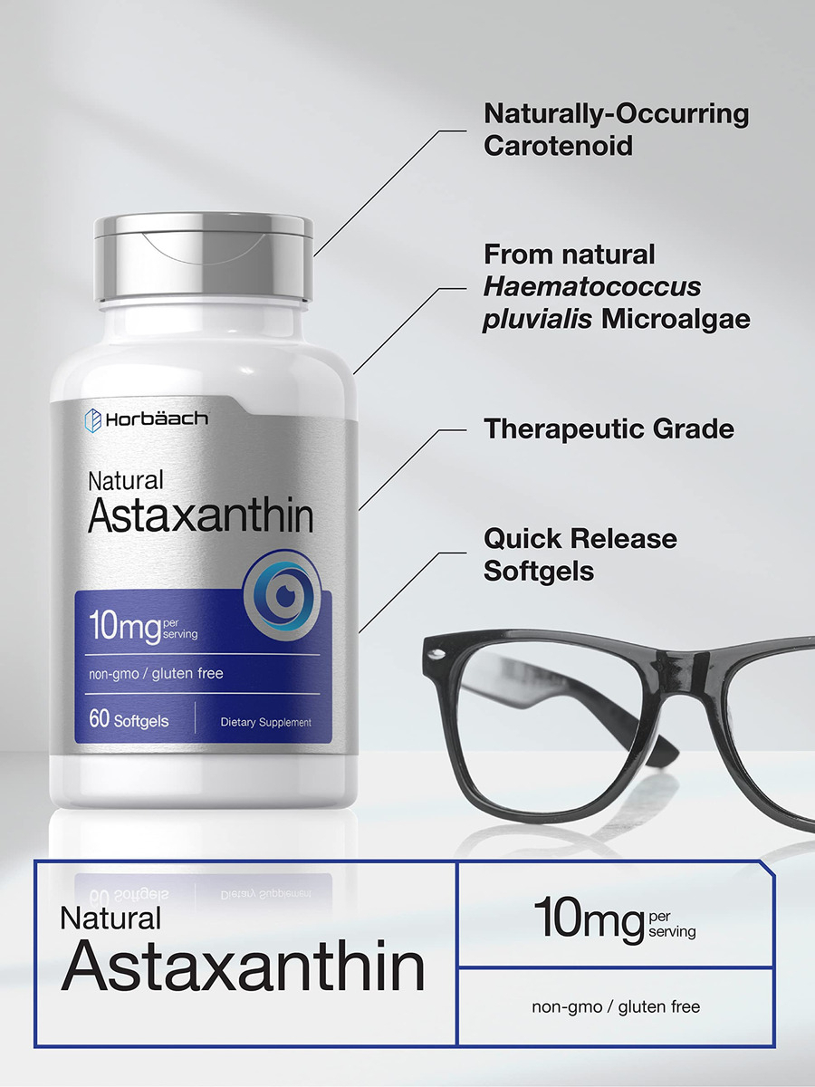 Salud y Equipamiento Médico - Astaxantina Natural 10mg 60 Capsulas Blandas Horbaach 2