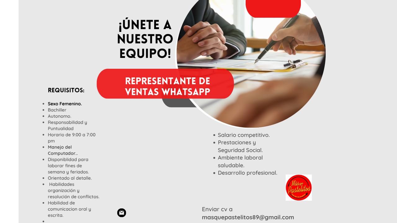 empleos disponibles - Representante ventas por whatsapp 0